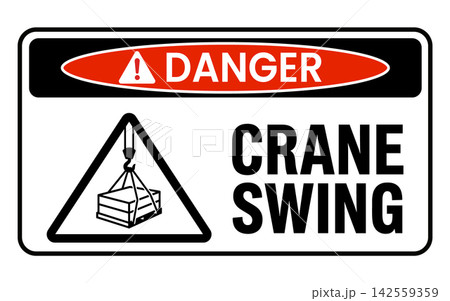 Danger crane swing safety sign vector illustration isolated on white background Danger crane swing safety sign vector illustration isolated on white background 142559359
