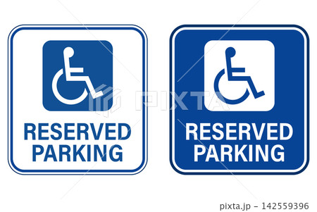 Reserved parking wheelchair accessible handicap sign set isolated on white background Reserved parking wheelchair accessible handicap sign set isolated on white background 142559396