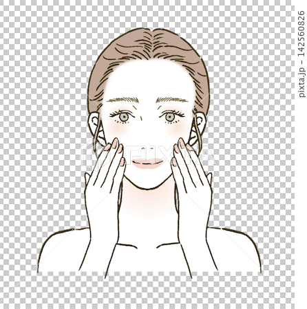 ビューティー 顔のケアをする女性のイラストレーション ビューティー 顔のケアをする女性のイラストレーション 142560826