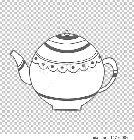 一款別緻的茶壺插圖,帶有扇貝圖案(灰色) 一款別緻的茶壺插圖,帶有扇貝圖案(灰色) 142560862