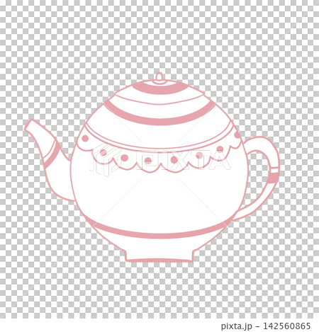 A girly teapot illustration with a scalloped pattern (pink) A girly teapot illustration with a scalloped pattern (pink) 142560865