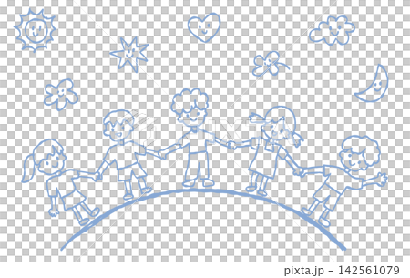 兒童手牽手的插圖 兒童手牽手的插圖 142561079