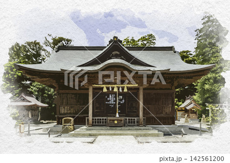 水彩画風 松江城 松江神社 拝殿 島根県松江市 水彩画風 松江城 松江神社 拝殿 島根県松江市 142561200