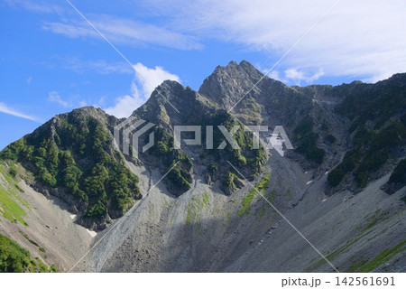 北アルプスの穂高連峰、涸沢から望む前穂高岳と北尾根 142561691