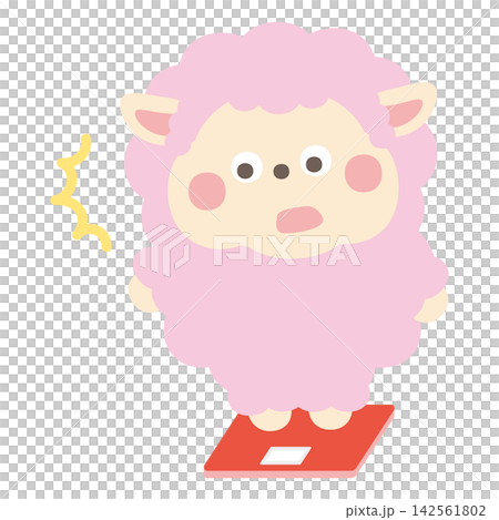 可愛的胖綿羊角色插畫素材 可愛的胖綿羊角色插畫素材 142561802