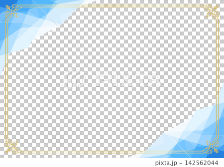 精美的藍金復古相框背景。 142562044