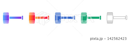 Set of Colorful Judge Gavel Vector Icons 142562423