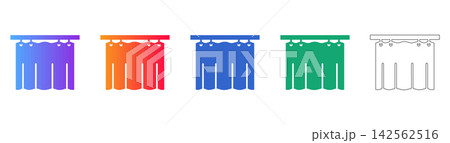 Hospital Cubicle Curtain Rail Vector Icon Set Hospital Cubicle Curtain Rail Vector Icon Set 142562516