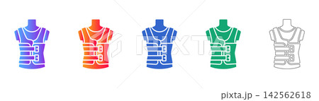 Orthopedic Back Support Vest Icon Set Orthopedic Back Support Vest Icon Set 142562618