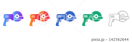 Professional Circular Saw Icon Set Professional Circular Saw Icon Set 142562644