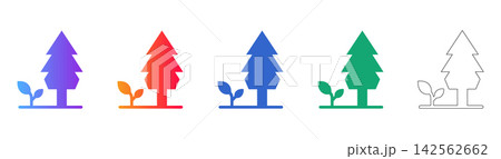 Tree Planting and Reforestation Vector Icons Tree Planting and Reforestation Vector Icons 142562662