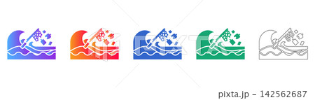 Ocean Pollution Net and Plastic Waste Vector Icon Ocean Pollution Net and Plastic Waste Vector Icon 142562687