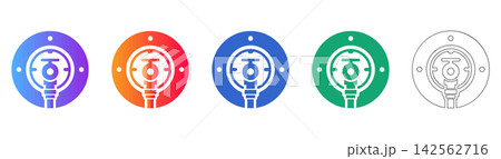 Industrial Pressure Gauge Icon Set Industrial Pressure Gauge Icon Set 142562716