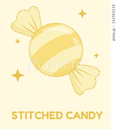 Pastel Yellow Stitched Candy with Sparkles Cute Fabric Style Illustration Pastel Yellow Stitched Candy with Sparkles Cute Fabric Style Illustration 142563216