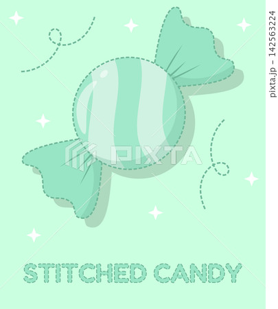 Pastel Mint Green Stitched Candy Illustration 142563224