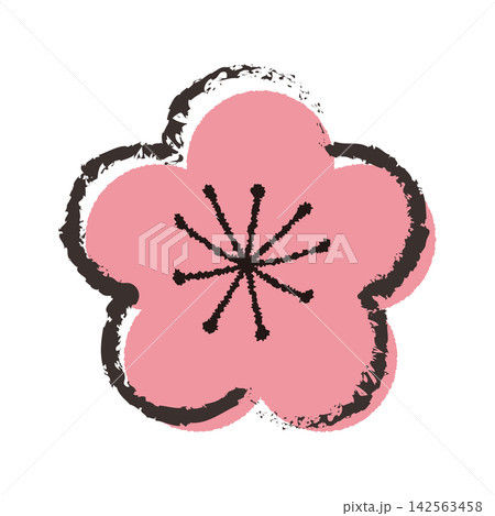 筆絵の梅の花のイラスト 142563458