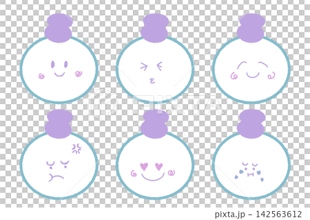 A set of facial expression icons inspired by Benzaiten (the goddess of fortune). A set of facial expression icons inspired by Benzaiten (the goddess of fortune). 142563612