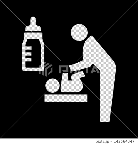 Pictogram for a baby care room (white outline version) 142564347