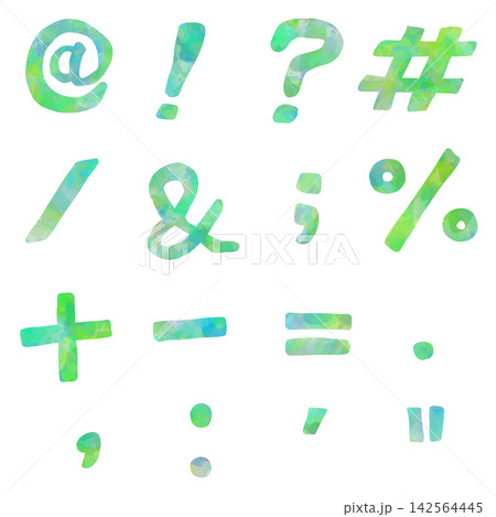 手描きカラフル記号素材セット 手描きカラフル記号素材セット 142564445