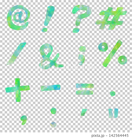 手描きカラフル記号素材セット 手描きカラフル記号素材セット 142564445