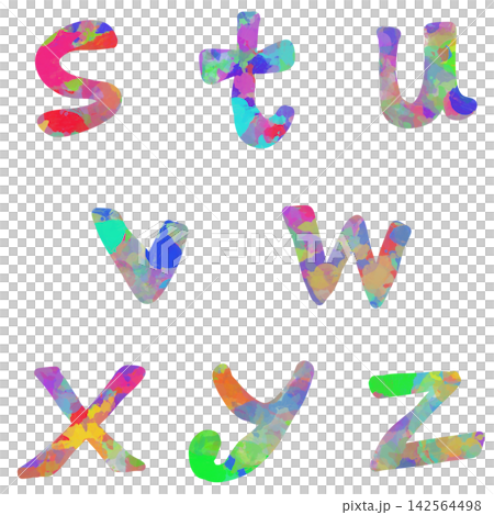 Hand-drawn colorful alphabet material set Hand-drawn colorful alphabet material set 142564498