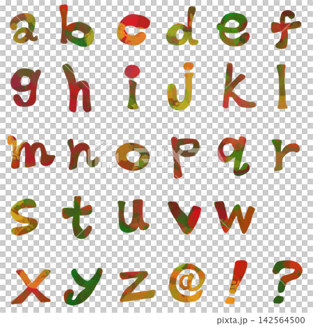 Hand-drawn colorful alphabet material set 142564500