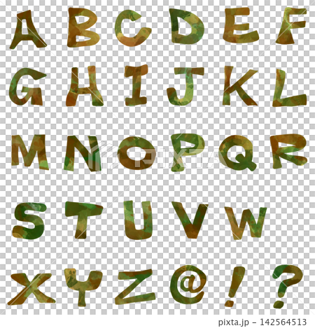 Hand-drawn colorful alphabet material set 142564513