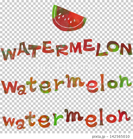 A colorful set of hand-drawn watermelon-themed English letters. 142565010