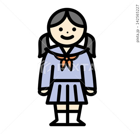 セーラー服の女の子のイラスト セーラー服の女の子のイラスト 142565227