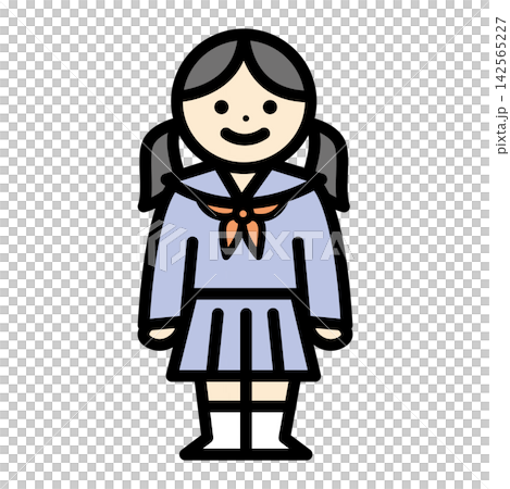 セーラー服の女の子のイラスト セーラー服の女の子のイラスト 142565227