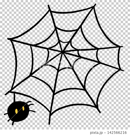 An illustration of a Halloween spider hanging from a web. An illustration of a Halloween spider hanging from a web. 142566216