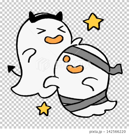 ハロウィンの仮装をしているおばけのイラスト ハロウィンの仮装をしているおばけのイラスト 142566220