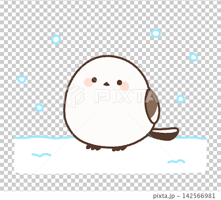 一隻長尾山雀站在雪地裡 一隻長尾山雀站在雪地裡 142566981