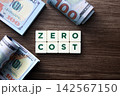 Zero cost concept with us dollar bills on wood 142567150