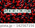 Medicaid word on pill capsules for healthcare assistance 142567156