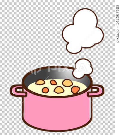 両手鍋で作ったクリームシチュー（ピンク） 142567588