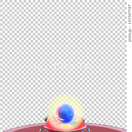 Crystal ball on a cushion; crystal ball fortune-telling; desk Crystal ball on a cushion; crystal ball fortune-telling; desk 142567597
