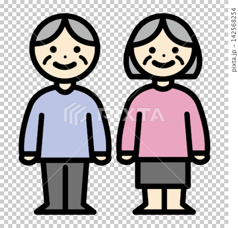 Illustrations of elderly men and women Illustrations of elderly men and women 142568254