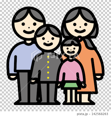 家族 ファミリーのカラーイラスト 家族 ファミリーのカラーイラスト 142568263