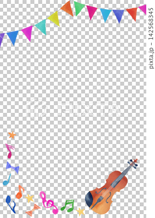手書き水彩のバイオリンの発表会プログラム背景素材　縦型 142568345