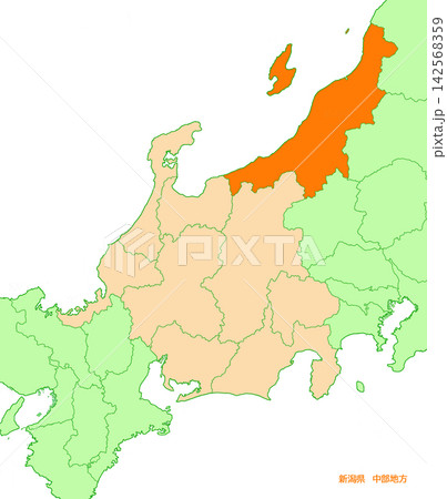新潟県　新潟　県名無し　オレンジ単色　中部地方 142568359