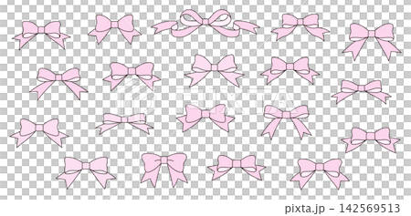 Cute ribbon vector illustration set Cute ribbon vector illustration set 142569513