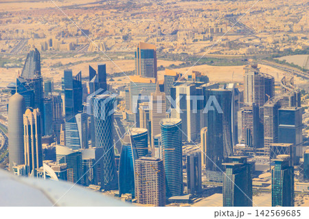 Aerial view of Doha city skyline in Qatar Aerial view of Doha city skyline in Qatar 142569685