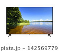 TV screen with lake in summertime and blue sky landscape 142569779