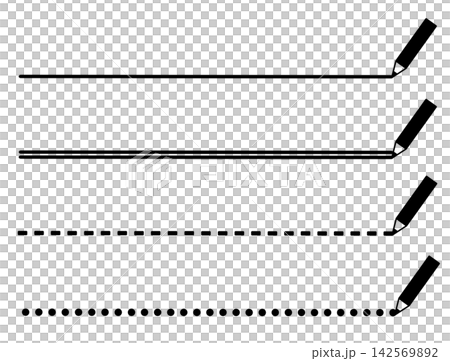 Simple line material using a pencil to draw straight lines - black 142569892