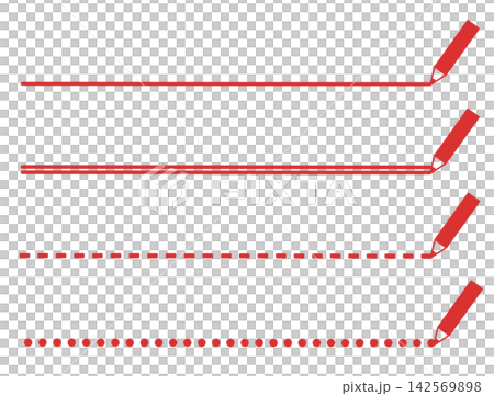 Simple line drawing material using a pencil (red) 142569898