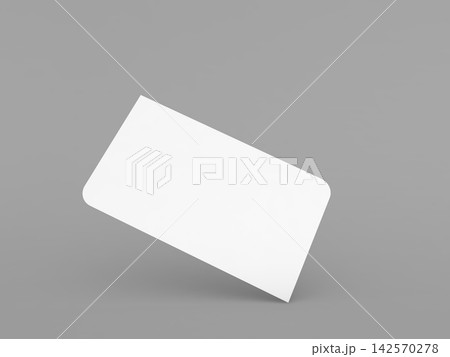 Blank rectangular card tilting on a gray background Blank rectangular card tilting on a gray background 142570278