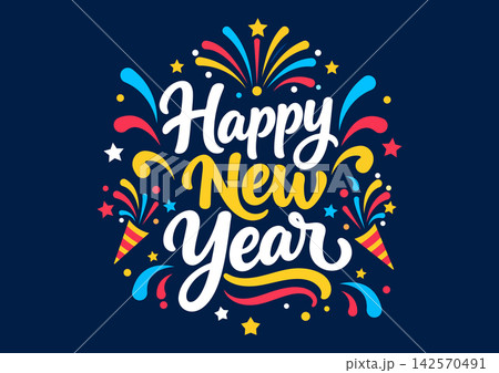 Happy new year text 142570491