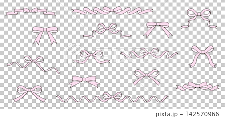 Cute ribbon vector illustration set Cute ribbon vector illustration set 142570966