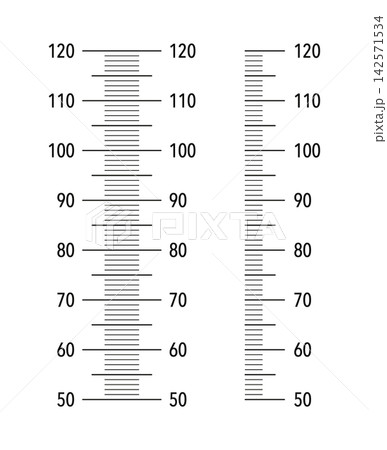 Wall growth 120 cm sticker template isolated. Height chart from 50 cm to 120 centimeters. Kids meter wall or growth ruler. Wall growth 120 cm sticker template isolated. Height chart from 50 cm to 120 centimeters. Kids meter wall or growth ruler. 142571534